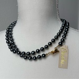 CAROLEE | Metallic Bead Hematite Color 36"-38" Gold Tone Chain Necklace | VTG